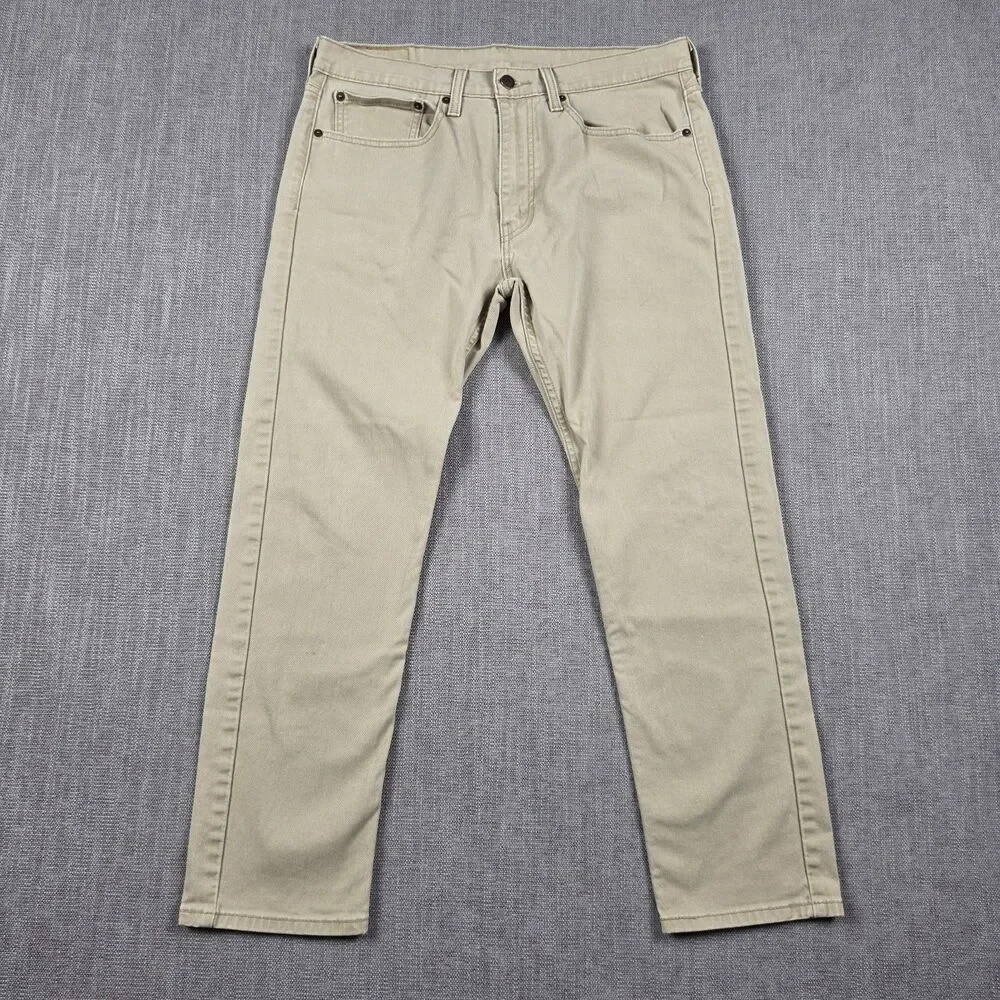 Levi's 502 Regular Tapered Mens 34x30 Tan Khaki Twill Chino Pants Stretch Casual